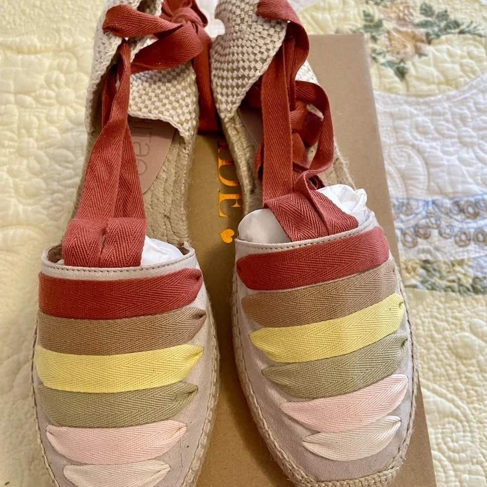 Liberitae Women’s Sandals, Size 39 (8), Beige & Colorful Straps & Jute, …